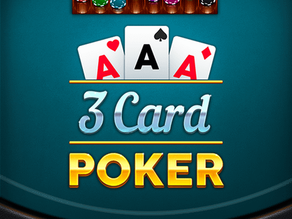 "3 Card Poker" with playing cards.