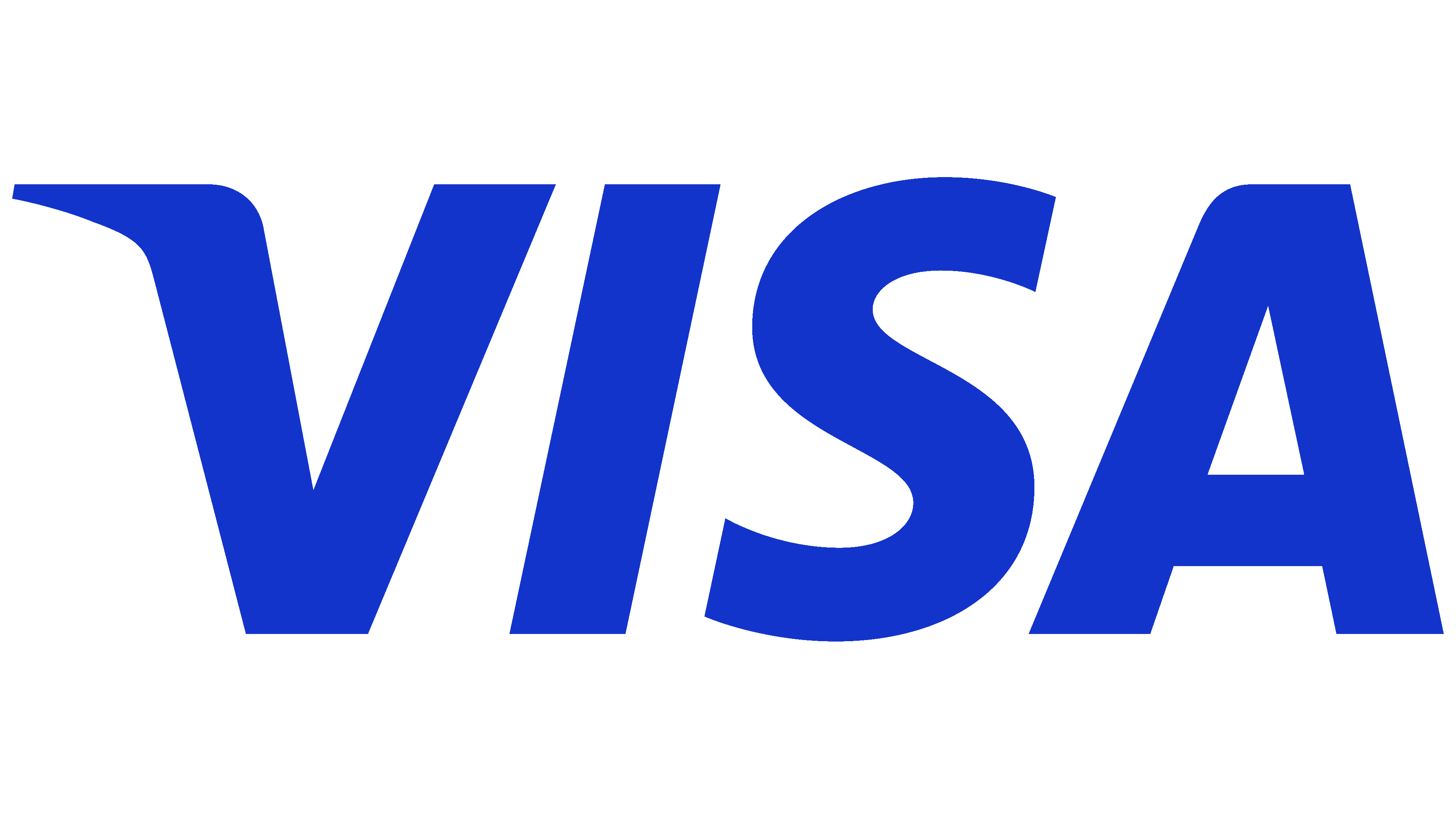 Visa logo in blue.