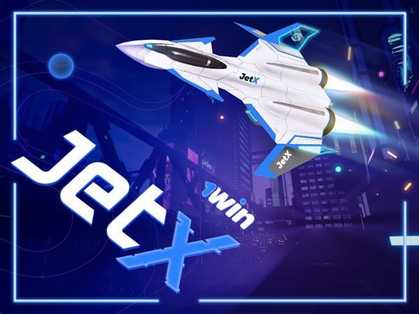 JetX 1win: A futuristic jet aircraft flying through space with the "1win" branding.