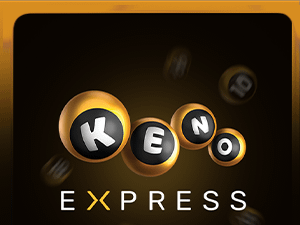 "Keno Express" with a dark background and numbered balls.