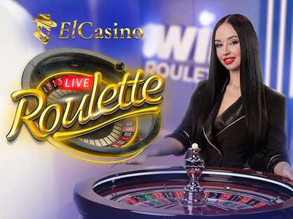 "ElCasino Roulette." A female dealer is standing behind the roulette wheel, with a luxurious casino setting in the background.