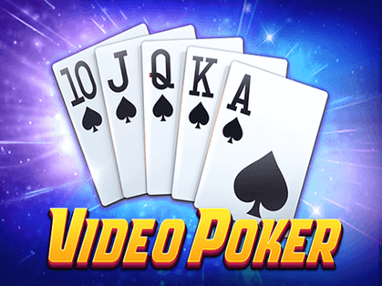 "Video Poker"-ის ლოგო, რომელზეც გამოსახულია ხუთი კარტი ნათელი სინათლის ფონზე