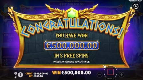 Gates of Olympus free spins win